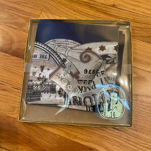 Smithsonian Echo Centennial Vintage Scarf 1776 1876 With Original Box Blue - Picture 10 of 10